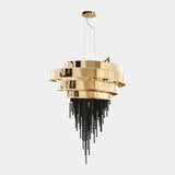 Opulent black crystal chandelier - luxury interior design, statement lighting