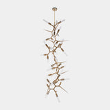 Apex Chandelier: Modern Multi-Faceted Gold Chandelier with Cascading Crystals