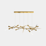Luxxu Shard Suspension Lamp in gold plated brass and clear ribbed crystal glass