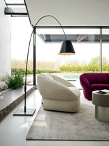 Ditre Italia Alta Armchair in cream textured fabric, in a living room