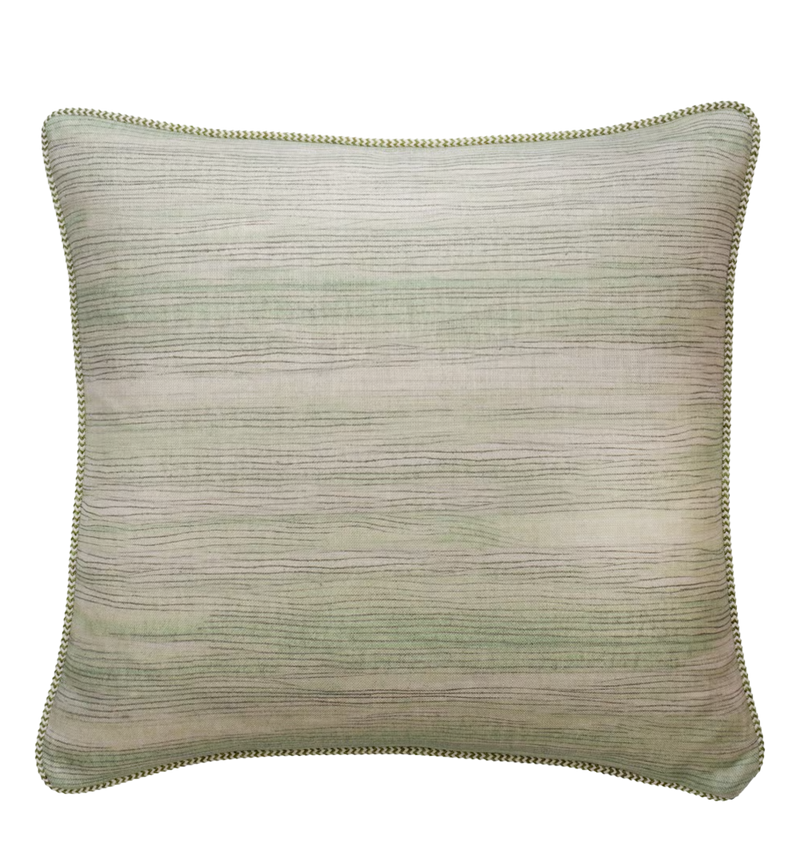 Puff Spring Cushion in Gentle Green Brush Details