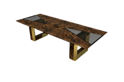 Velouré Dining Table Armani Edition: Glass, High Gloss & Emperador Marble