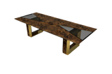 Velouré Dining Table Armani Edition: Glass, High Gloss & Emperador Marble