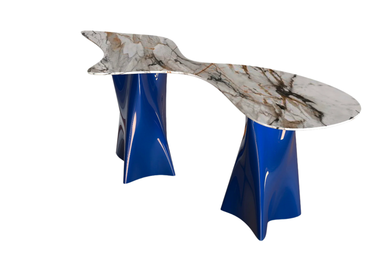Saudade Noir Console Table: Luxury Blue Edition