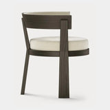 Dolmen Blaze Dining Chair in Designers Guild Kinmel Chalk FDG3006/10 fabric, black oak frame, third view