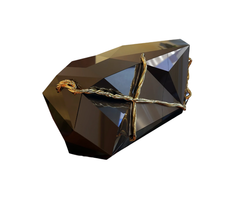 Luar Luxury Polished Brass & Brown Lacquered Sibeboard