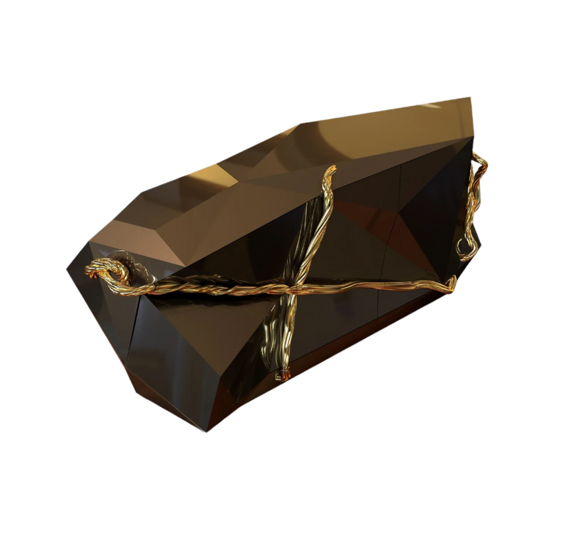 Luar Luxury Polished Brass & Brown Lacquered Sibeboard