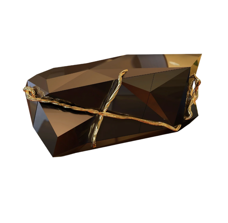 Luar Luxury Polished Brass & Brown Lacquered Sibeboard
