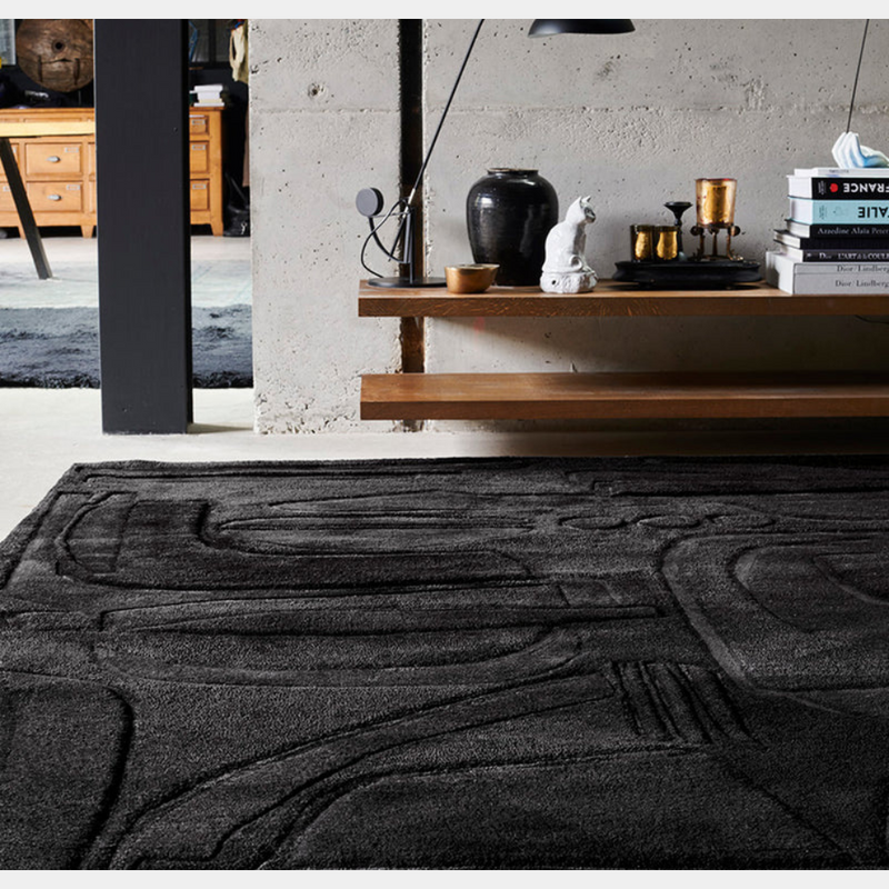 Deep Noir Hand Tufted Detail Rug