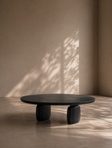 Underline Round Coffee Table - Black Oak