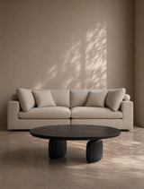 Underline Round Coffee Table - Black Oak