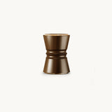 Mezzo Collection Cobb Side Table, matte walnut with an onyx top and polished brass, available from Touched Interiors UK