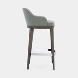 Domkapa Anna Bar Chair, aspen Shark leather with Graphite Ash legs and a Silver Polished footrest