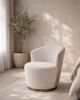 Derry Swivel Chair - Bella Velour Cream & Taupe