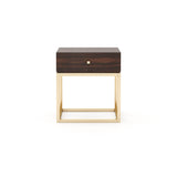 Laskasas Ester Bedside Table with Golden Legs in Black Lacquer Matte