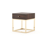 Laskasas Ester Bedside Table with Golden Legs in Black Lacquer Matte