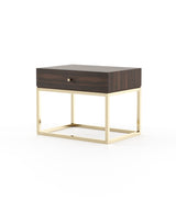 Laskasas Ester Bedside Table with Golden Legs in Black Lacquer Matte