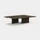 Dolmen Fenton Coffee Table in black oak, hand-carved textured legs