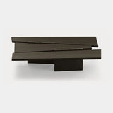 Dolmen Fenton Coffee Table in black oak, hand-carved textured legs, fourth view