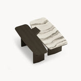 Dolmen Garnet Coffee Table in black oak and white and grey Cipollino marble, third view