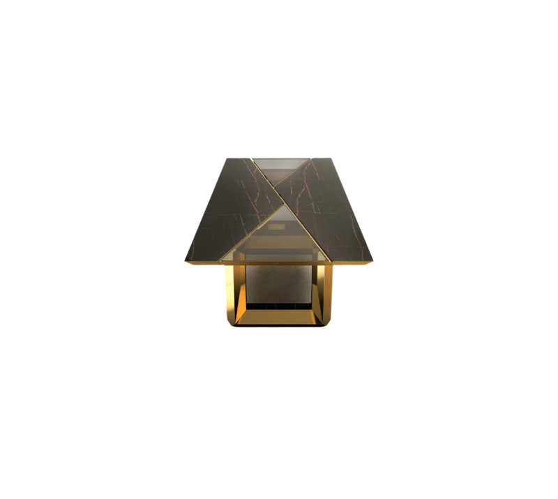 Velouré Dining Table Black Edition: Polished Brass & Noir Marble