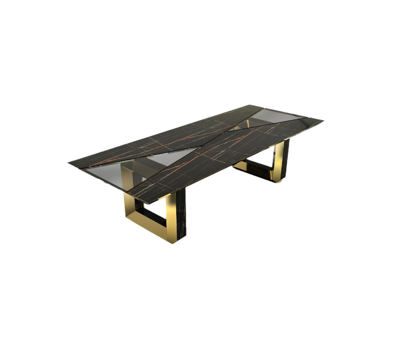 Velouré Dining Table Black Edition: Polished Brass & Noir Marble