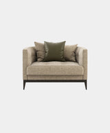Laskasas Harold Armchair: Curved Luxury Armchair with Walnut Legs