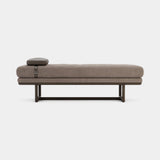 Domkapa Henry Bench, large in Dover Caribou leather with a Galway Moka cushion and Tabac Ash legs, small in Avalon Seapearl