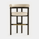 Dolmen Hudson Bar Chair in Designers Guild Riveau Snow FDG2443/32 fabric, black oak frame, aged brass details, second view