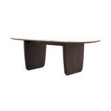 Laskasas Jeane Dining Table — White Marble Smoked Oak Base