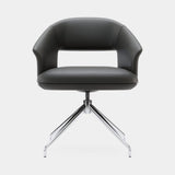 Domkapa Jermain Swivel Chair, dover Black leather with a chrome swivel base