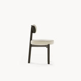 Dolmen Kendra Dining Chair in Designers Guild Kinmel Chalk FDG3006/10 fabric, black oak frame, third view