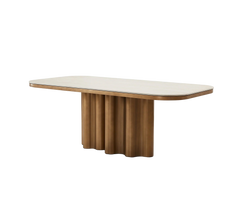 Inbthian Dining Table: Luxury Travertine Marble Effect