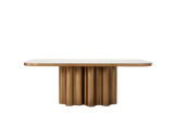 Inbthian Dining Table: Luxury Travertine Marble Effect