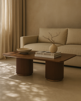 Lantine Coffee Table - Double Pedestal - Walnut
