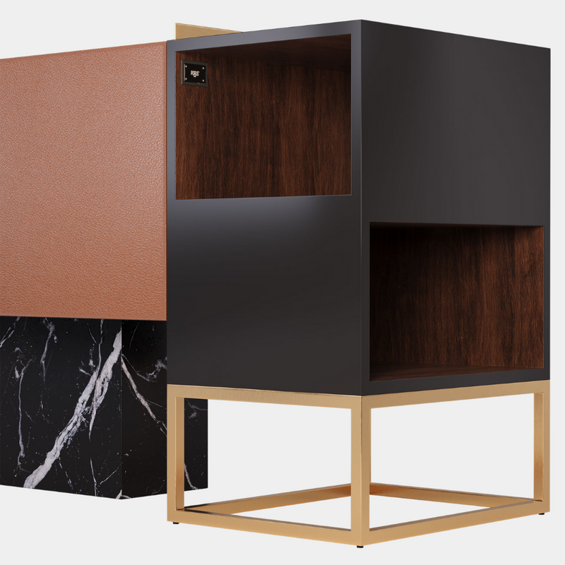 Leone Unique Sideboard With Marquina Marble and Brass Detail