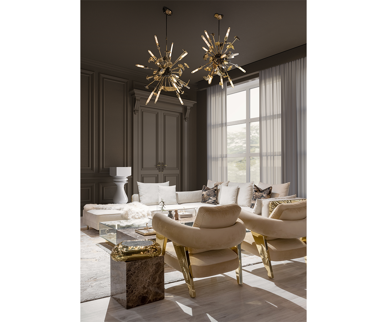 Midas Throne Armchair: Luxury Designer Seating with Polished Brass ...