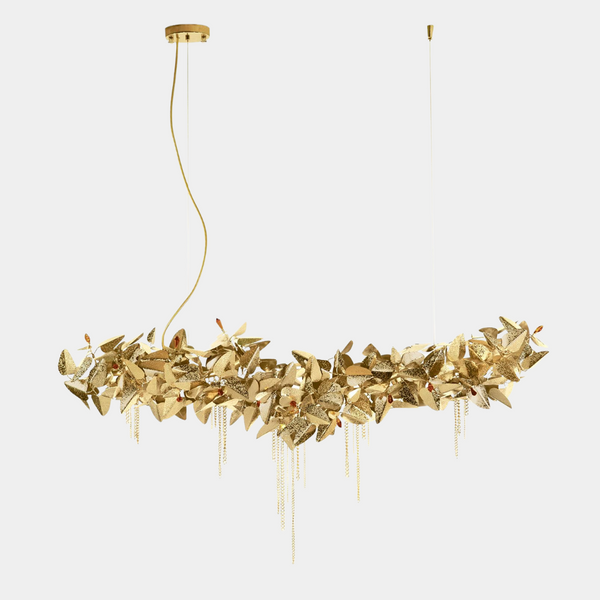 Raine Luxury Leaf Suspension Light With Crystals