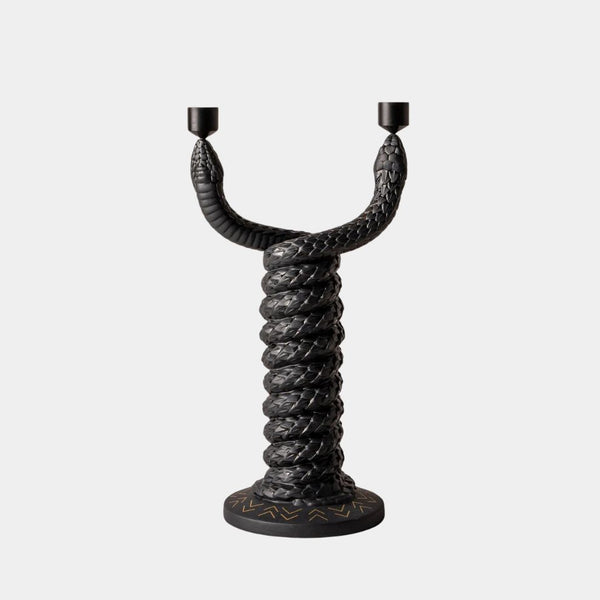 Luxury Matte Black Snake Candle Holder
