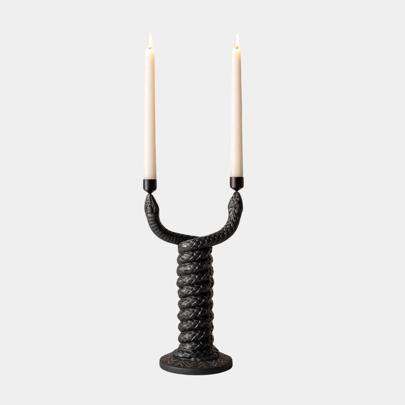 Luxury Matte Black Snake Candle Holder