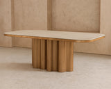 Inbthian Dining Table: Luxury Travertine Marble Effect
