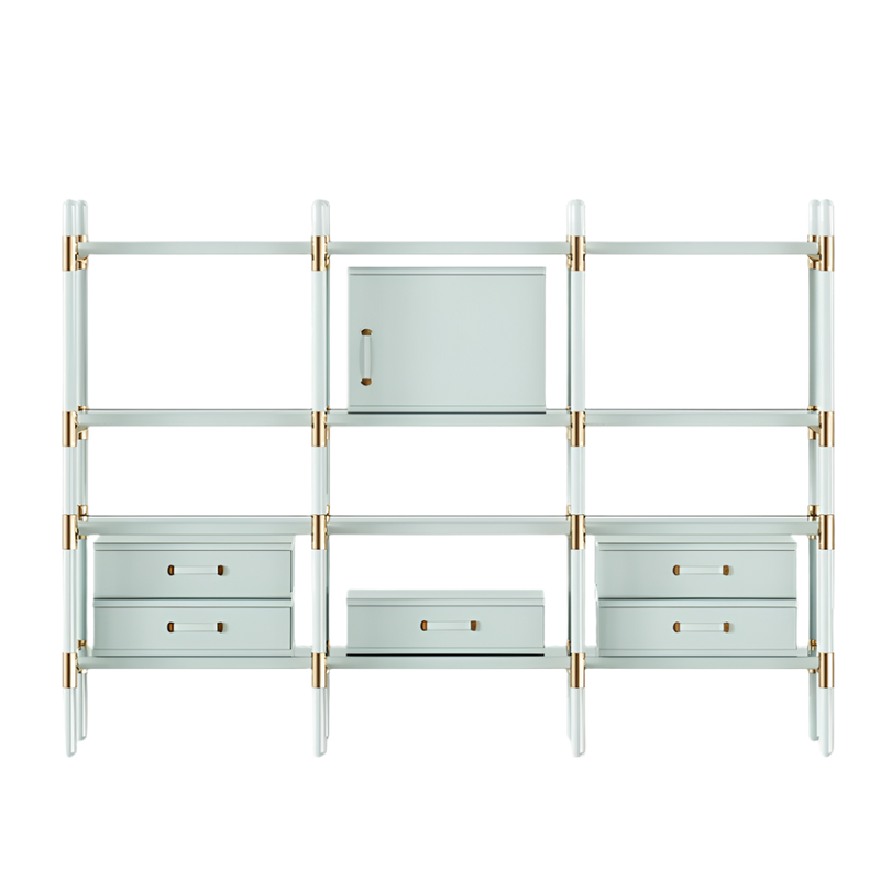Maze Children Bookcase by Fairytale: Luxury Lacquered Wood with brass details