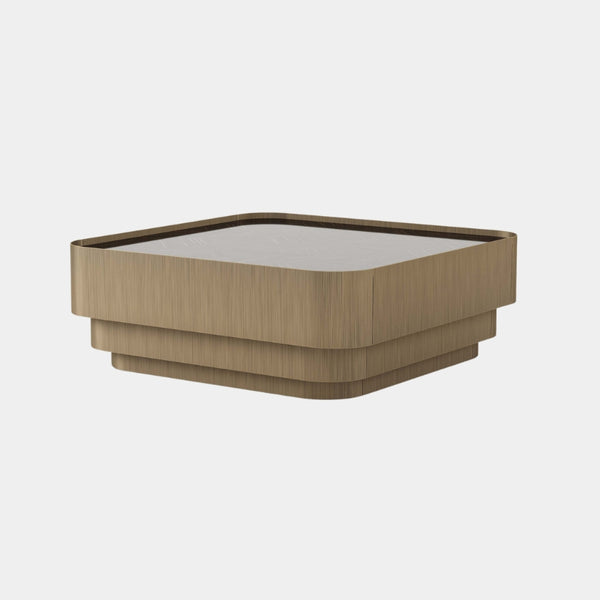Adamante Brushed Bronze Brass Layered Coffee Table