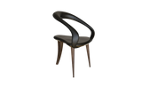 Jardin de Lune Dining Chair: Upholstered Black Leather and Solid Brass Polished