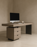 Oston Office Desk - Grey - Left Hand Drawers
