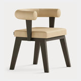 Dolmen Oliver Dining Chair in Sequoia 4011 real leather, black oak frame