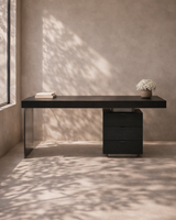 Oston Office Desk - Smoke Oak - Right Hand Drawers