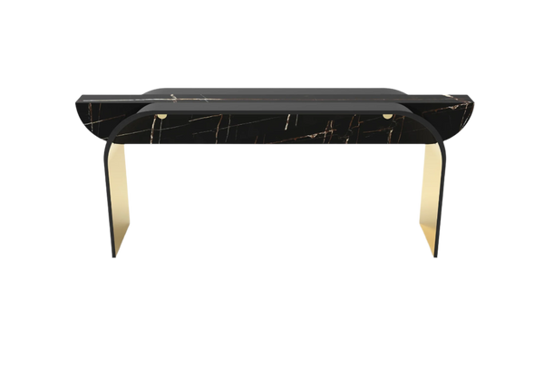 Ornée Noir Console Table: Luxury Marble & High Gloss Polished Brass