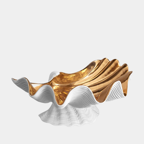 Porcelain Large Seashell Centrepiece Bowl With 24K Gold Detailing