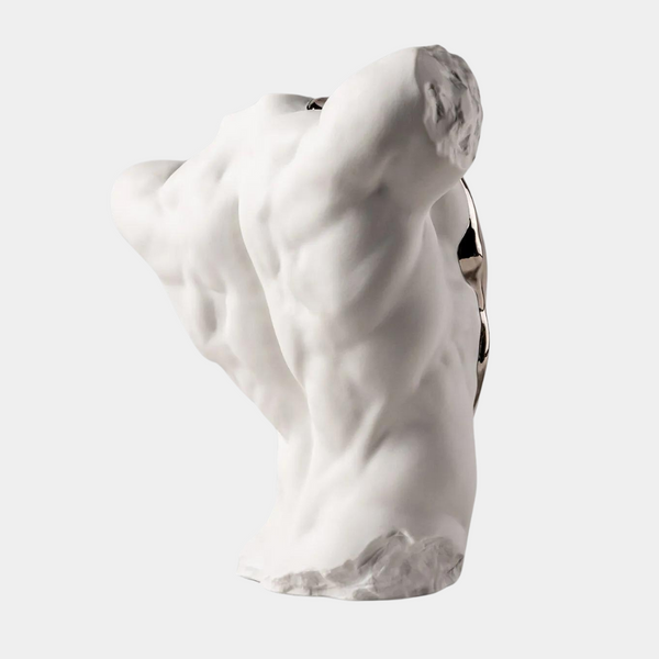Porcelain Male Bust With Silver Chrome Drip
